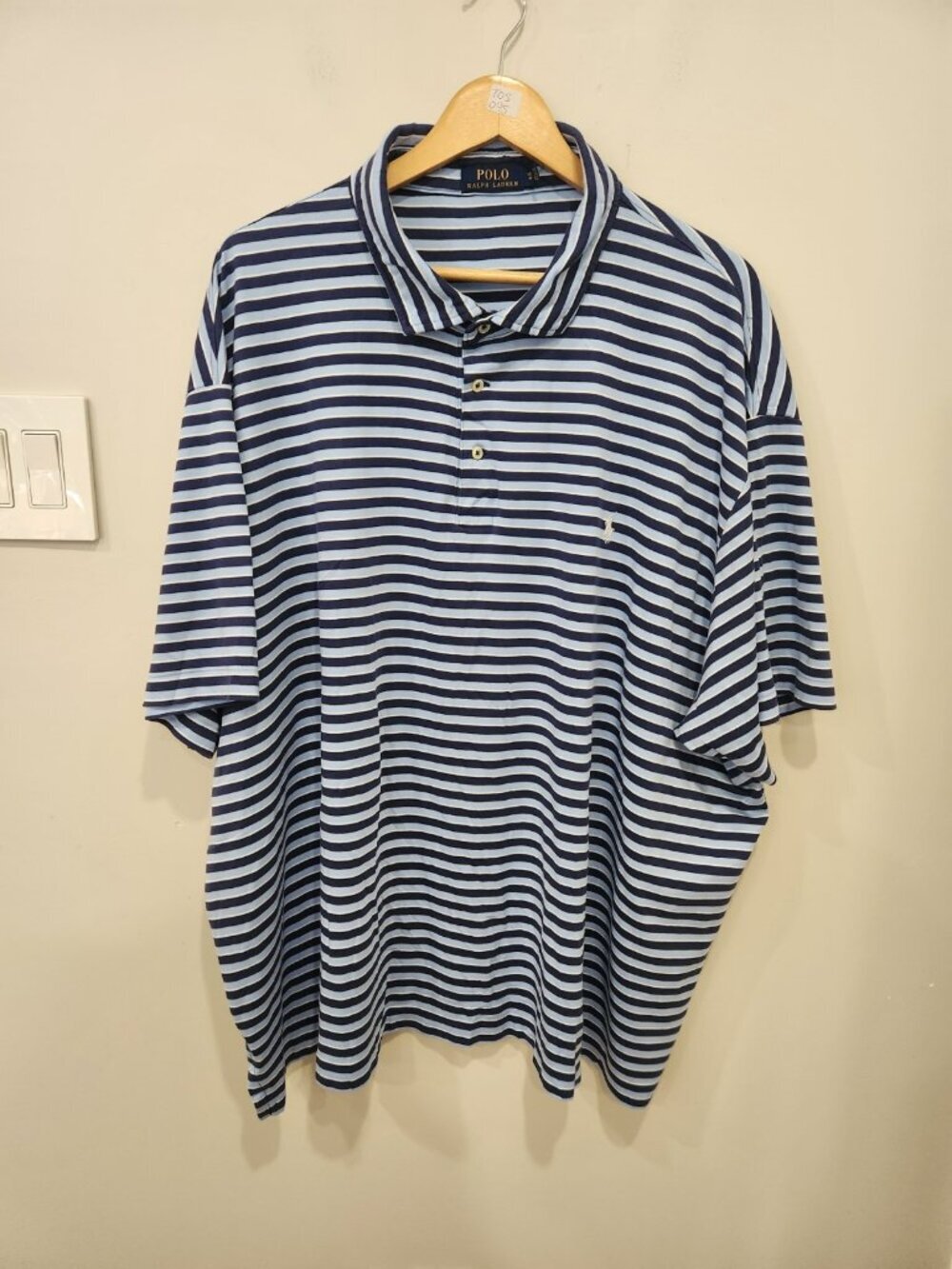 Polo Ralph Lauren Shirt Mens 5XB Blue Stripe 100% Cotton Big & Tall